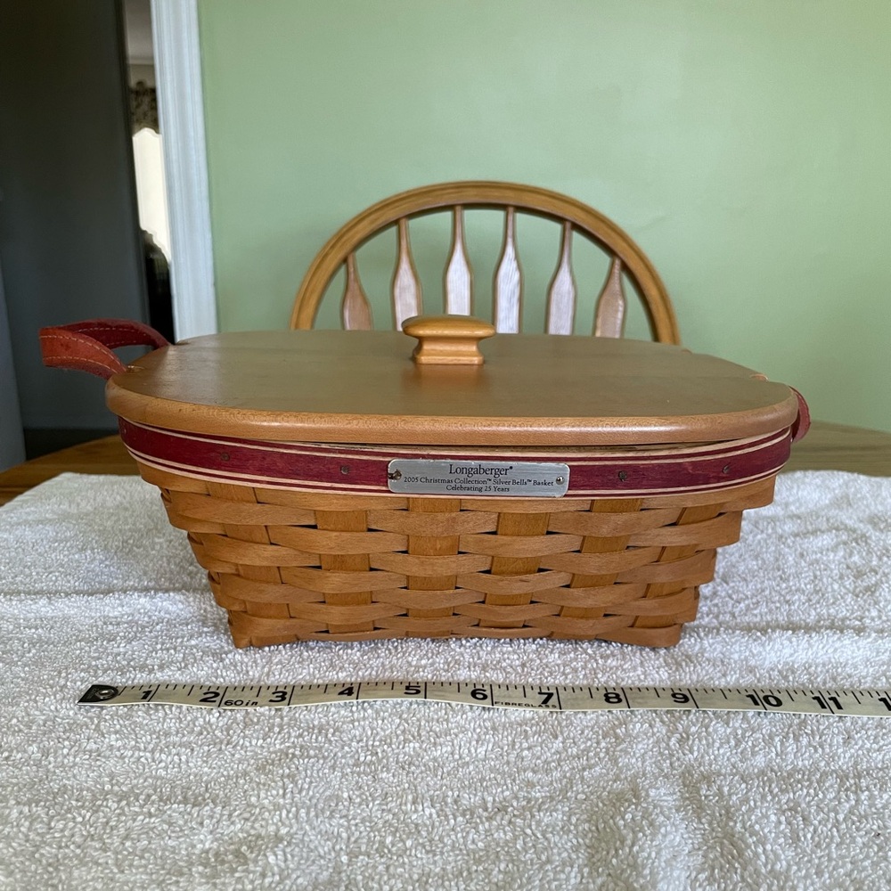 Longaberger Brown Basket with Red Trim and Lid